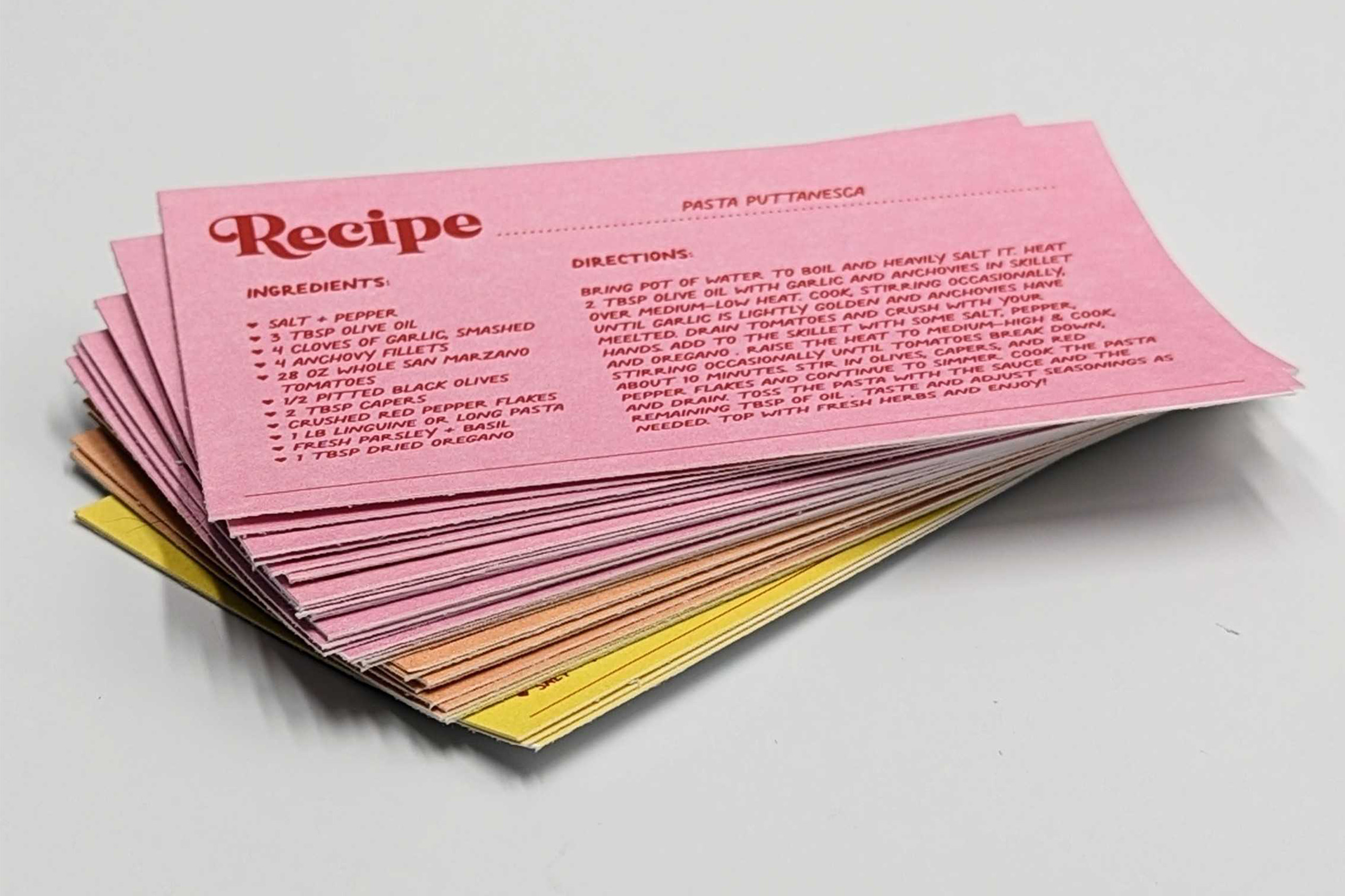 recipe cards stacked